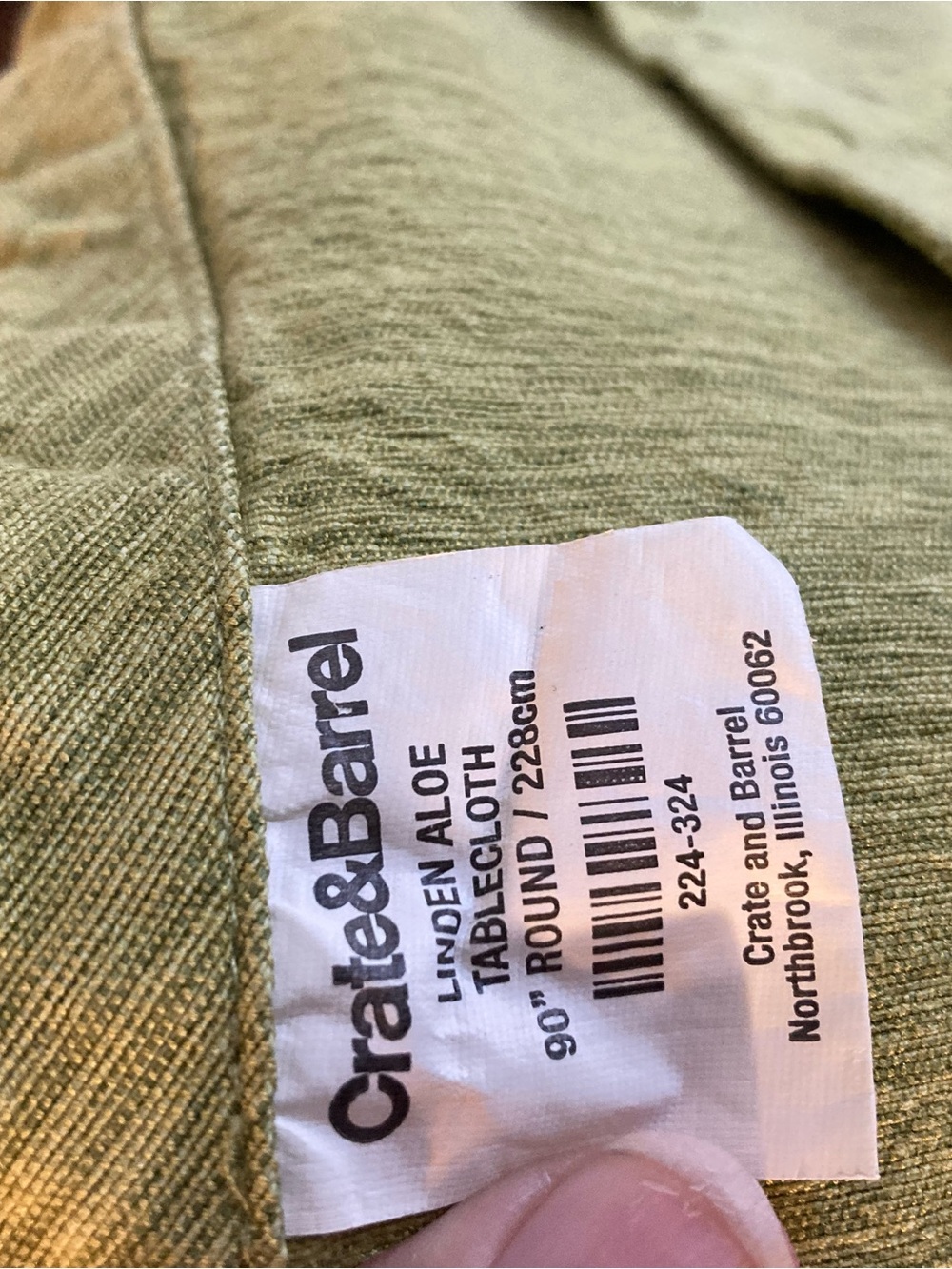 Crate&Barrel Linden Aloe Green Tablecloth